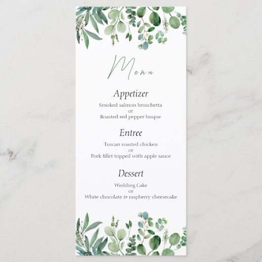 Menu Eucalyptus Weddenschap (Voorkant)