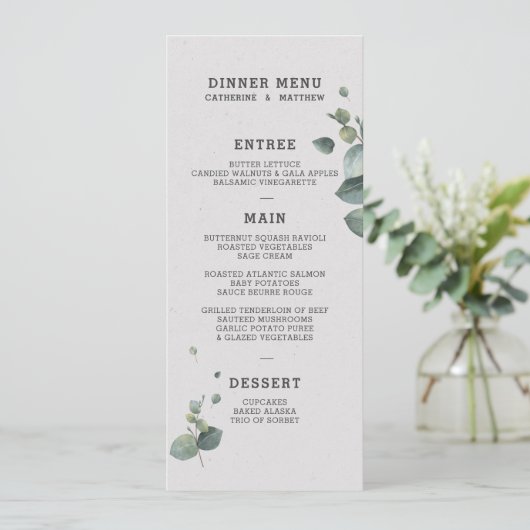 Menu Eucalyptus Weddenschap (Staand voorkant)