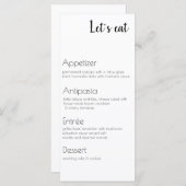 Menu Event Food, vier cursussen (Voorkant / Achterkant)