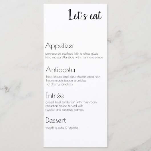 Menu Event Food, vier cursussen (Voorkant)