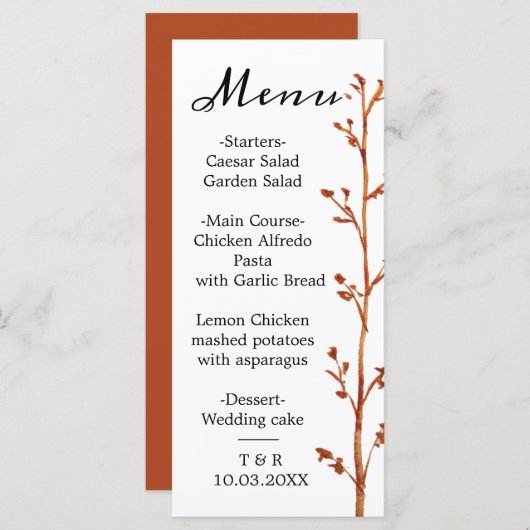 Menu Fall bruiloftvlakte (Voorkant / Achterkant)