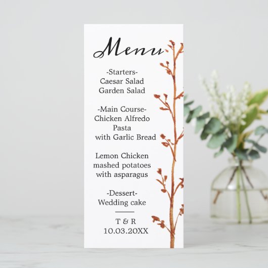 Menu Fall bruiloftvlakte (Staand voorkant)