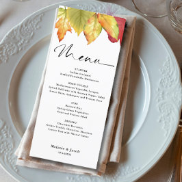 Menu Fall Leaves Wedding