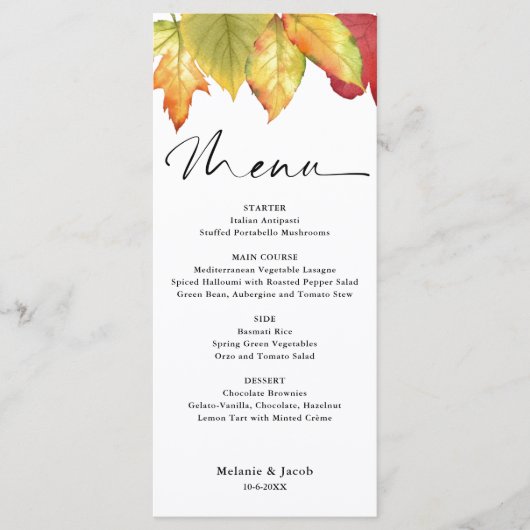 Menu Fall Leaves Wedding (Voorkant)