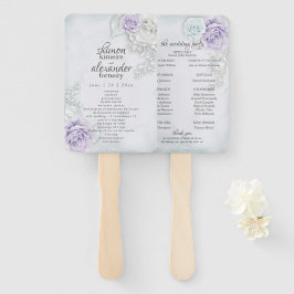Menu Fan Elegant Lila Blue Rose Floral Handwaaier