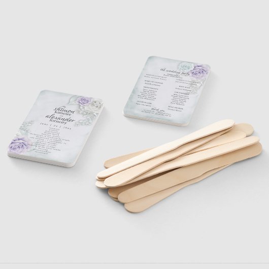 Menu Fan Elegant Lila Blue Rose Floral Handwaaier (Niet-gemonteerd)