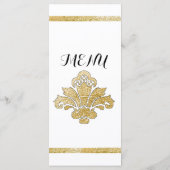 Menu Faux Gold Damask - Naar een zwart menu (Achterkant)