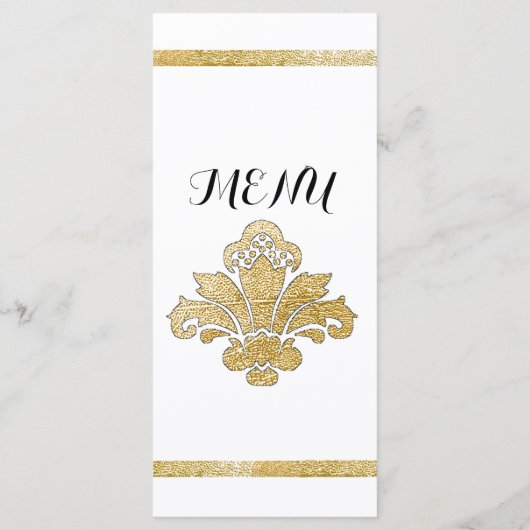 Menu Faux Gold Damask - Naar een zwart menu (Achterkant)