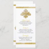 Menu Faux Gold Damask - Naar een zwart menu (Voorkant / Achterkant)