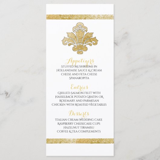 Menu Faux Gold Damask - Naar een zwart menu (Voorkant)