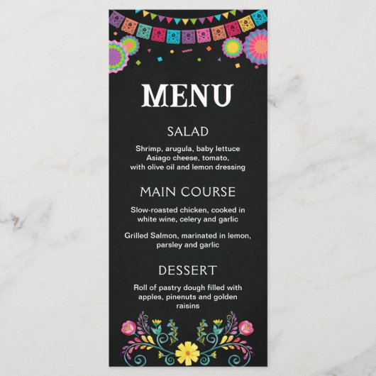 menu Fiesta, bewerkbaar afdrukbaar menu (Voorkant)