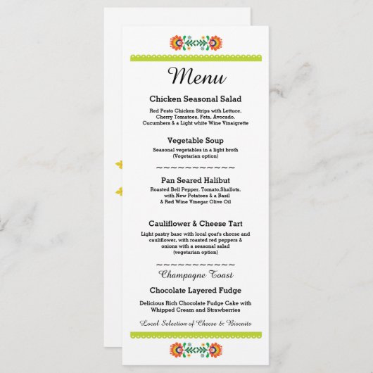 Menu Fiesta Feest Mexicaanse Bruiloft Lime Ontvang (Voorkant / Achterkant)