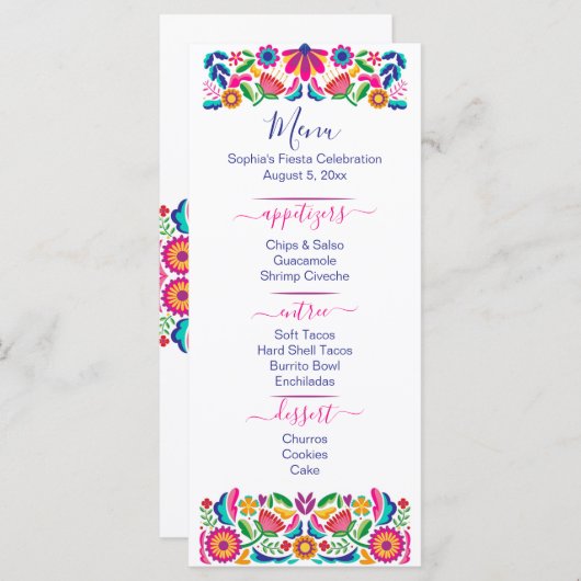 Menu Fiesta-partij (Voorkant / Achterkant)