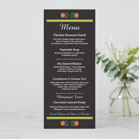Menu Fiesta Party Mexican Wedding Reception Kaart (Staand voorkant)