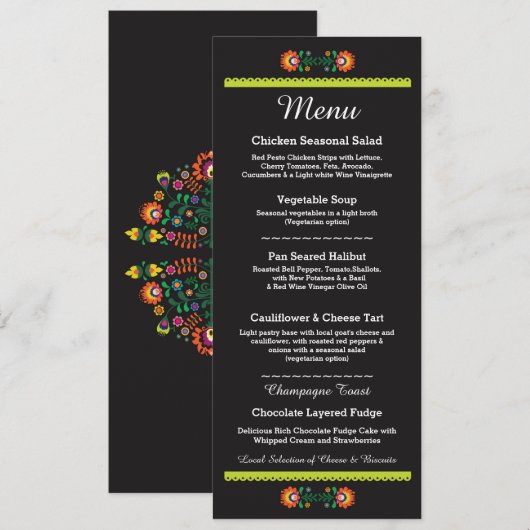 Menu Fiesta Party Mexican Wedding Reception Kaart (Voorkant / Achterkant)