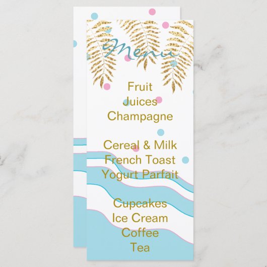 Menu "Flamingo Mam & Baby" van het baby shower (Voorkant / Achterkant)