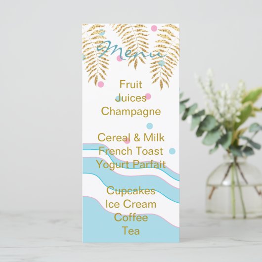 Menu "Flamingo Mam & Baby" van het baby shower (Staand voorkant)