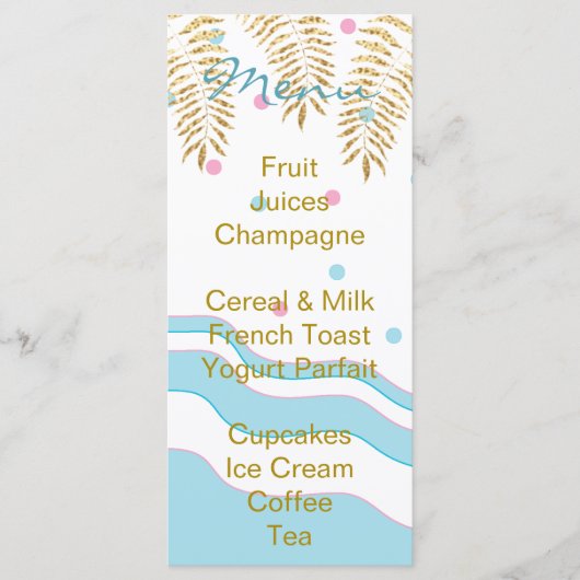 Menu "Flamingo Mam & Baby" van het baby shower (Voorkant)