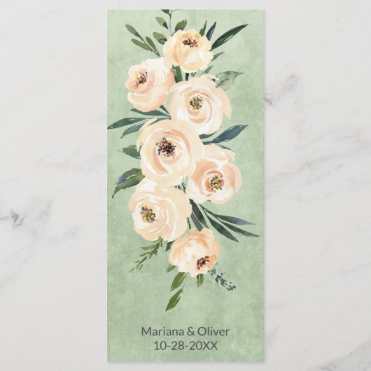 Menu Floral Beige Blush Sage Green Wedding (Achterkant)