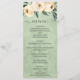 Menu Floral Beige Blush Sage Green Wedding