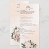 Menu Floral Blush Pink Wedding (Voorkant / Achterkant)