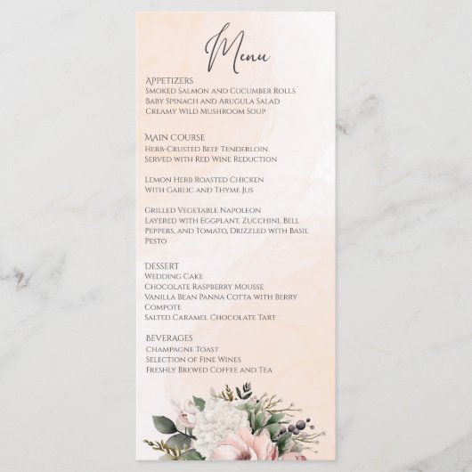 Menu Floral Blush Pink Wedding (Voorkant)