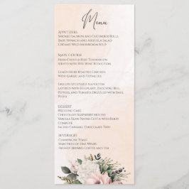 Menu Floral Blush Pink Wedding