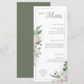 Menu Floral Boho Sage Green Wedding (Voorkant / Achterkant)