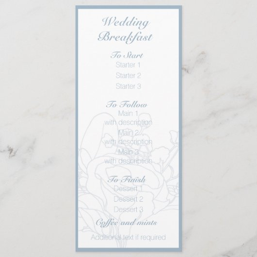 menu Floral bruiloft (Diamond Blue) (Voorkant)