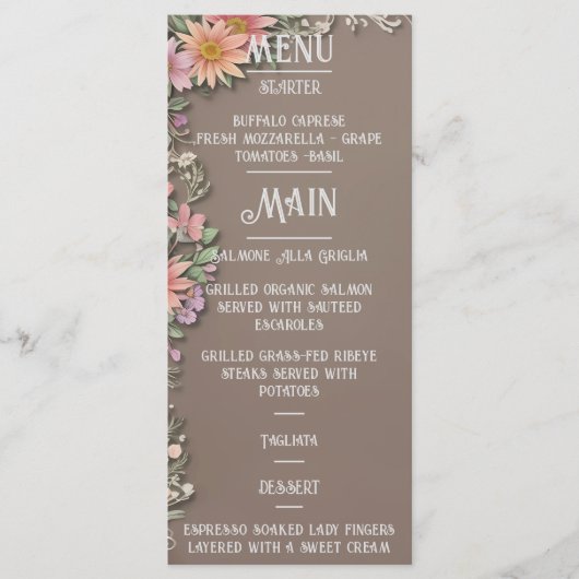 Menu Floral Elegance Wedding (Voorkant)