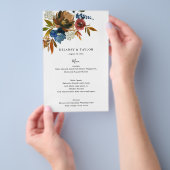 Menu Floral paper Navy and Rust Waterverf (Hand)