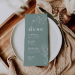 Menu Floral Sage Green<br><div class="desc">De uitnodigingen van de bruiloft worden gekenmerkt door boho stijl, floral artwork, en natuurlijke sage kleuren, met een mengeling van verschillende doopvontstijlen, vaak in verschillende grootte, aan creëer een unieke, eclectische blik die tot de natuurlijke esthetiek van die uitnodiging leidt. Ze zijn gedrukt op hoogwaardige kaarten en zullen zeker indruk...</div>