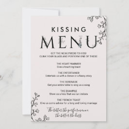 Menu Floral Typography Kissing