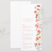 Menu Floral Vrijgezellenfeest Wildflower Poppies (Voorkant / Achterkant)