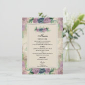 Menu Floral Waterverf Roos Wedding (Staand voorkant)