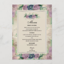 Menu Floral Waterverf Roos Wedding