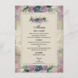 Menu Floral Waterverf Roos Wedding
