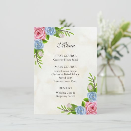 Menu Floral Waterverf Wedding (Staand voorkant)