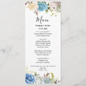 Menu Floral Weddenschap Blauwe & Witte Rozen (Voorkant)