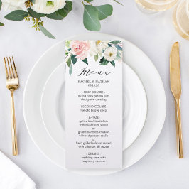 Menu Floral Weddenschap Blush White Waterverf