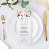 Menu Floral Weddenschap Blush White Waterverf