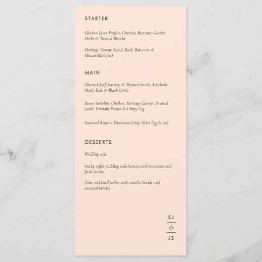 Menu Floral Wedding in Peach (Achterkant)