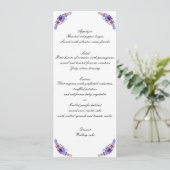 Menu Floral Wedding Paarse en blauwe Waterverf Kaart (Staand voorkant)