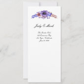 Menu Floral Wedding Paarse en blauwe Waterverf Kaart (Achterkant)