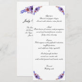 Menu Floral Wedding Paarse en blauwe Waterverf Kaart (Voorkant / Achterkant)