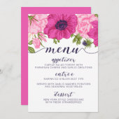 Menu Floral // Wedding, Vrijgezellenfeest, Baby sh (Voorkant / Achterkant)