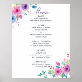 Menu Florale bruiloft Ultra Violet Mix Waterverf Poster (Voorkant)