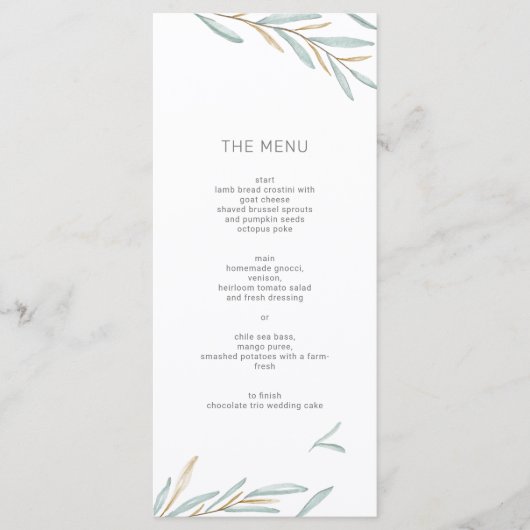 Menu Foliage Modern (Voorkant)