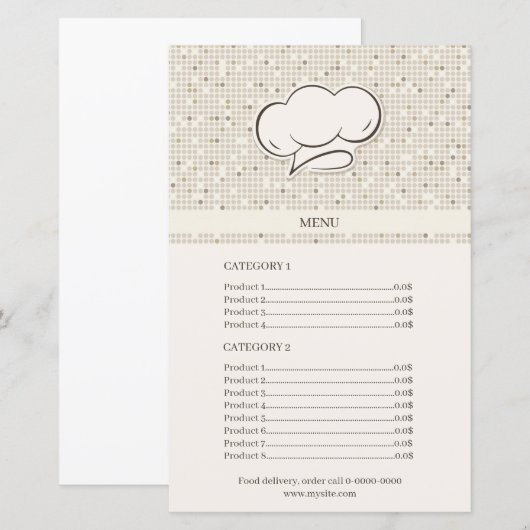 Menu Food Delivery Order Cook Pet Price List (Voorkant / Achterkant)