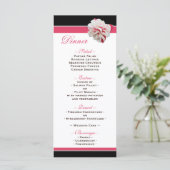 Menu Fuchsia Flower Pink & Black Weddenschappen Re (Staand voorkant)